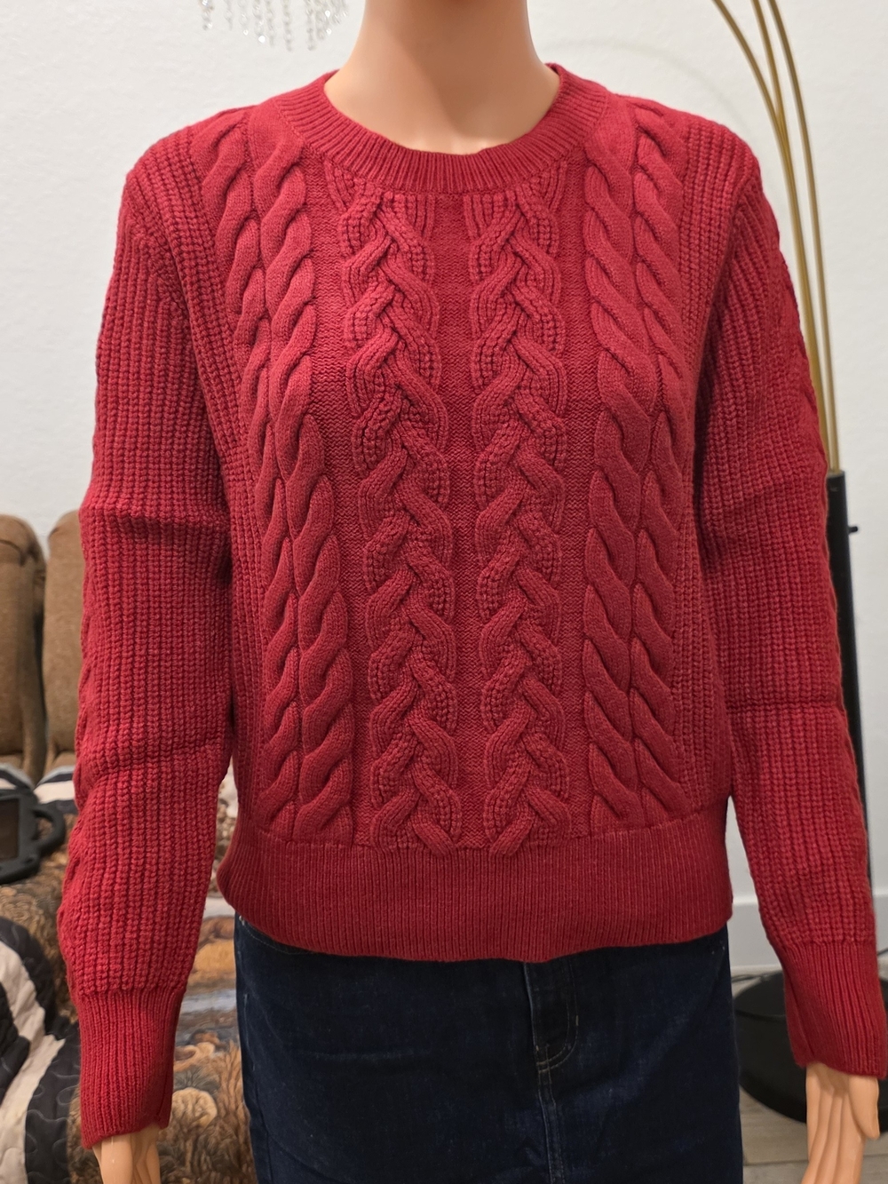 Women’s Cable Knit Sweater - Red